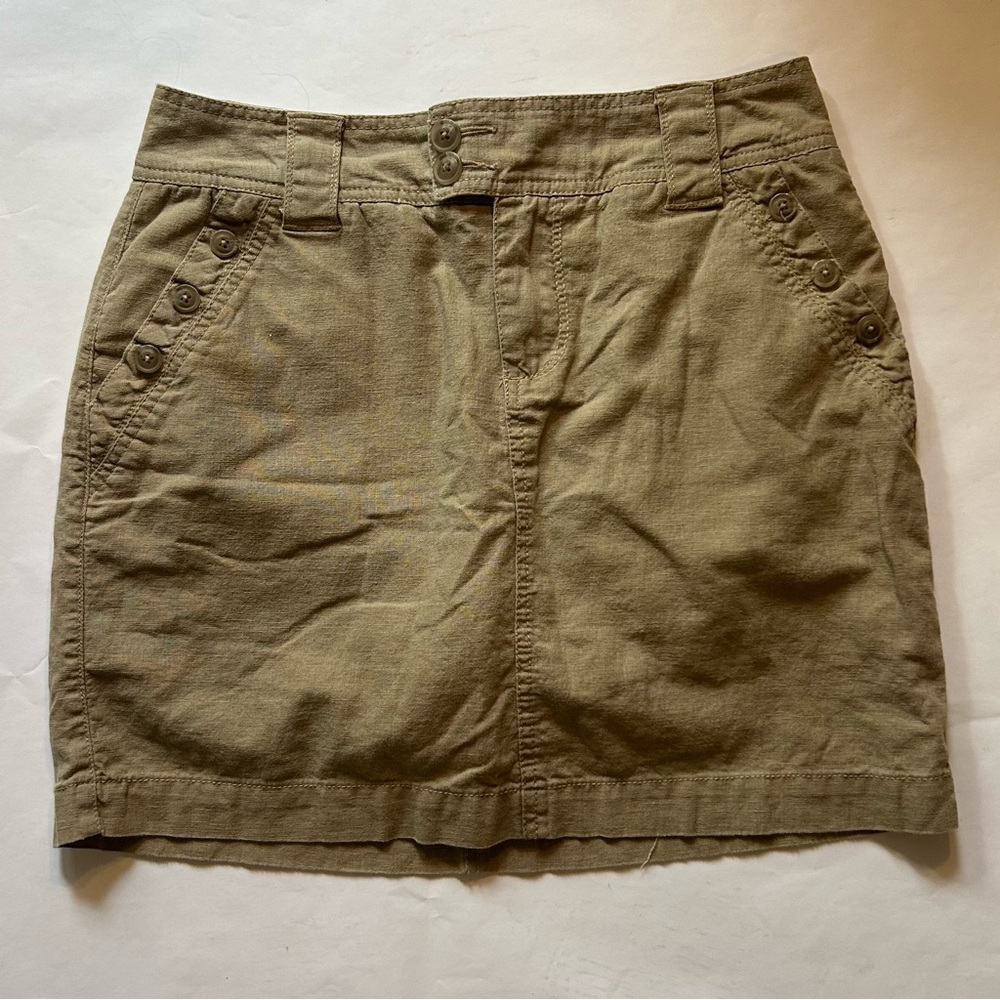 Sonoma Linen Cotton Blend Blend Khaki Skort Size 4 Skirt Shorts Casual Pockets